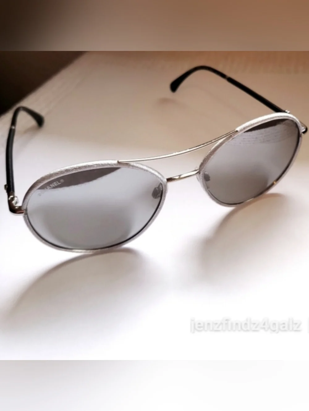 NWT Authentic CHANEL 4228-Q Silver Round Aviator Mirrored Sunglasses With Case - Picture 3 of 11